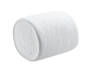 Single, soft white marshmallow, sweet confection, transparent background.