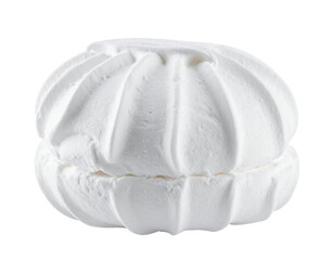 Single, soft white marshmallow, sweet confection, transparent background.