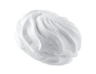 Single, soft white marshmallow, sweet confection, transparent background.