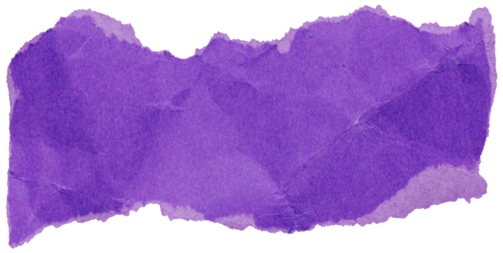 Wrinkled abstract piece of bright purple sheet, isolated fragment of torn paper for scrapbooking