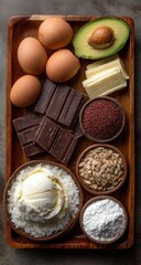 Tray of diverse healthy ingredients