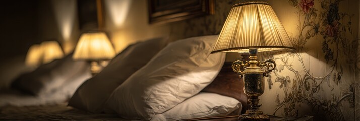 Warm bedside lamps illuminate a bedroom.