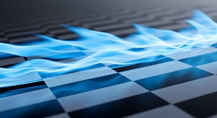 Dynamic Blue Energy Flow on Checkerboard Background perfect for website banner, presentation background, technology advertisement, sports content,