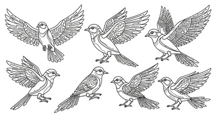 Discovering futuristic digital birds with intricate circuit patterns symbolizing innovation and technological advancement in flight, perfect for tech themes.