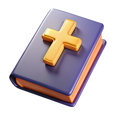 Obraz premium 3d illustration of holy bible with cross isolated on transparent background, a symbol of faith, religion, and spirituality in a classic and meaningful design