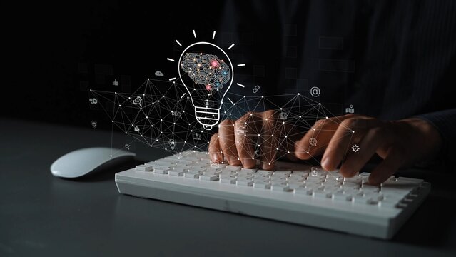 AI innovation with neural network and digital transformation. AI innovation drives automation, powers ideas, AI innovation enhances SEO, and AI innovation enables global connection. Marrow - Powered by Adobe