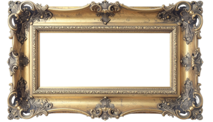 Ornate gold picture frame with intricate carvings and antique detailing.