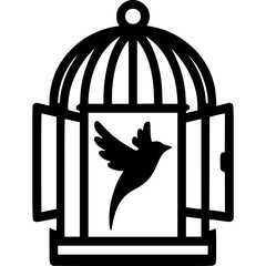 Open Bird Cage Icon Vector