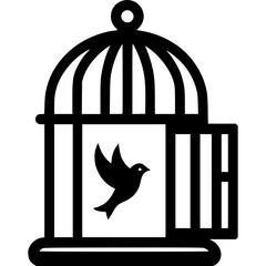 Open Bird Cage Icon Vector