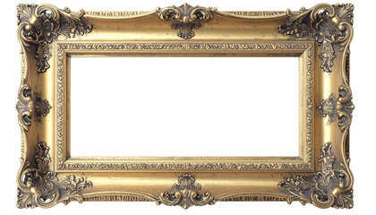 Ornate gold picture frame with intricate carvings and elegant design.