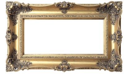 Ornate gold picture frame with intricate carvings and elegant design.