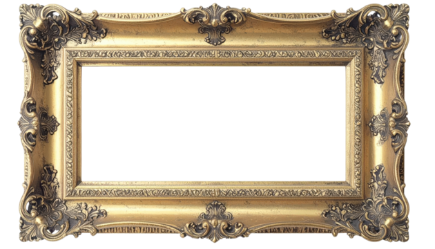 Ornate gold picture frame with intricate carvings and elegant design. - Powered by Adobe