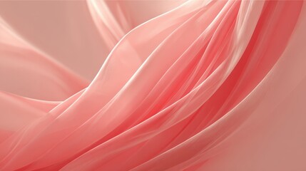 Flowing sheer fabric exhibits soft undulating waves in a warm salmon tone