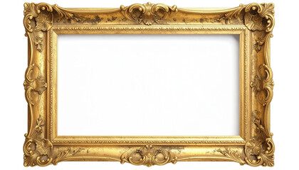 Ornate Golden Picture Frame with Intricate Carvings and Blank Space 6.
