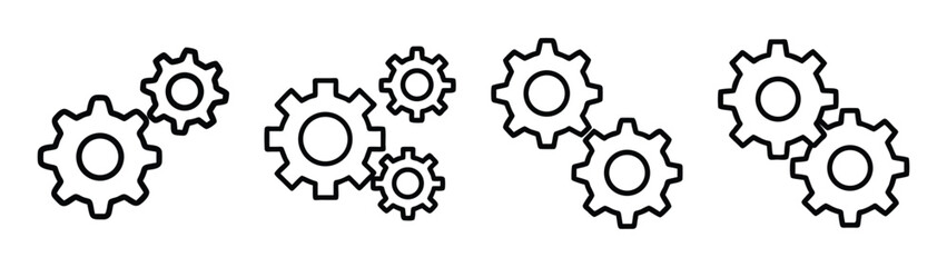 Obraz premium Gears mechanism cogwheel engineering machine part industrial design technology system concept black line