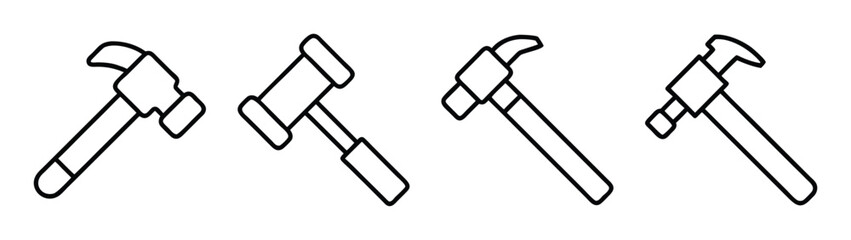 Axe hammer tool vector illustration set for construction carpentry and design projects and crafts