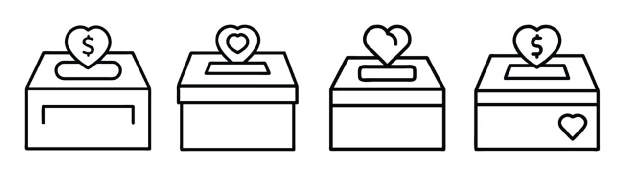 Donate love charity fundraising box heart dollar symbol donation drive vector illustration art
