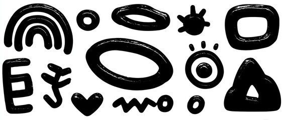 Collection of hand-drawn abstract shapes.