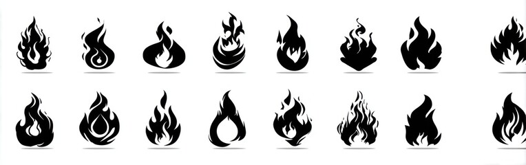 Collection of stylized fire icons.
