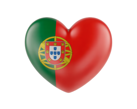 3D Express your deep affection and national pride with a stunning Portuguese flag heart symbol of love and unity