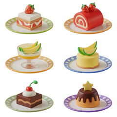 Six 3D Dessert Variety on Color Blocks