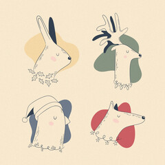 Hand drawn Christmas doodles collection