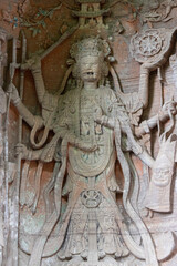 Goddess Marici or The Ray of Light Bodhisattva sculpture at Beishan Rock Carvings in Dazu, China