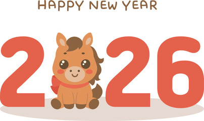 2026년 병오년 새해 백터 일러스트