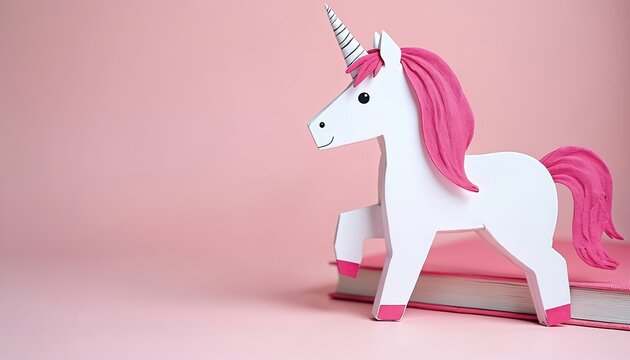DIY craft instructions showing how to make a pink unicorn bookmark. Childrens paper folding activity for fun. Use this cute fantasy animal to mark your page.