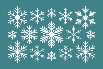 Whimsical Collection of Colorful Snowflakes Against a Vibrant Blue Background for Festive Winter Decor