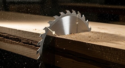 Cutting Wood with Circular Saw Creating Sawdust and Precision Craftsmanship