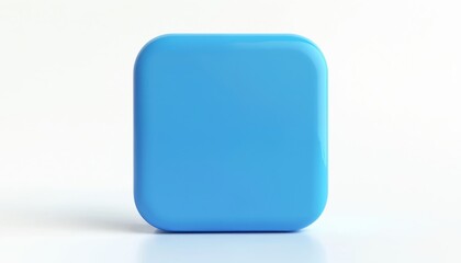 Blue rounded square icon blank element on white. Minimalist design for app startup or button. Simple graphic shape for UI ux mockups. Digital media interface asset for dev.