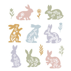 A set of hand-drawn vector illustrations with Easter elements.