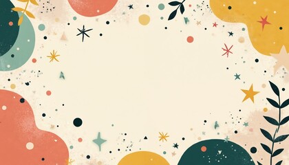 Warm abstract background with organic shapes and confetti stars. Gentle geometric design suitable for farewell parties retirement celebrations or milestone events. Playful yet elegant visual.