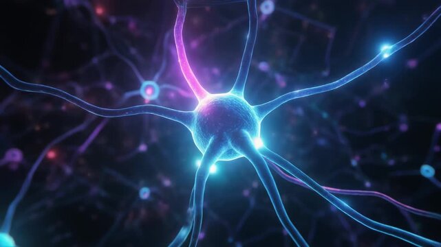 Mesmerizing digital visualization of a glowing neural network, showcasing the intricate connections of brain activity and abstract intelligence with vibrant neon lights - Powered by Adobe