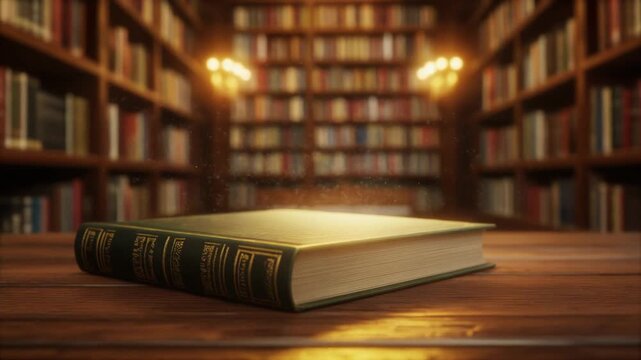 Enchanting Library A Book's Golden Glow