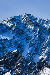 冠雪の北アルプスの奥穂高岳