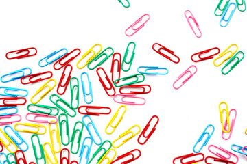 Colorful paper clips, Top view with copy space