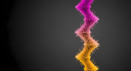 Vibrant Wavy Abstract Form with Magenta and Yellow Gradient Hairs