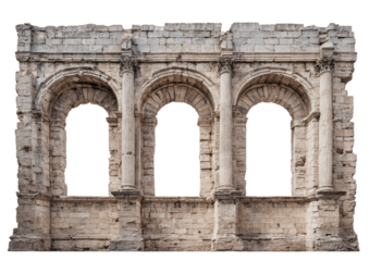 Ancient stone facade with three arched openings