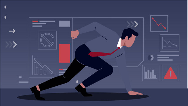 Business Professional Performing Stealth Movement in Corporate Risk-Avoidance Illustration