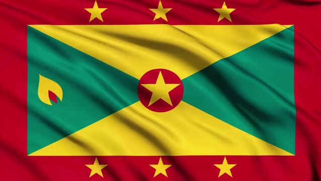 National Flag of Grenada with Stars and Nutmeg