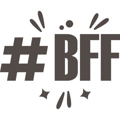 Hashtag BFF Text Graphic Design With Starburst Element On Transparent Background
