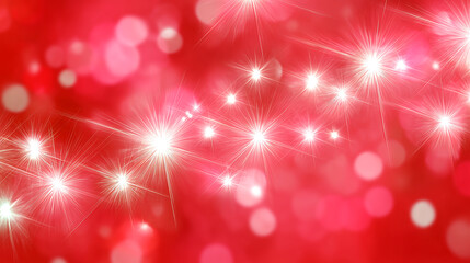 Abstract red background with sparkling bokeh lights creating a festive atmosphere, ideal for holiday themes, celebrations, or vibrant design projects showcasing joy and excitement