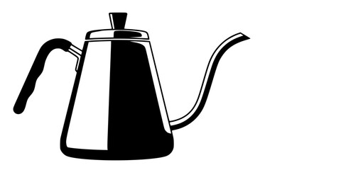 Gooseneck Kettle Specialty Coffee Flat Vector Illustration