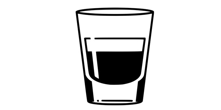 Espresso Shot Glass Demitasse Simple Line Art Vector