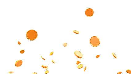 PNG Gold coins exploding and scattering in all directions on a transparent background. Seamless loop animation with realistic gold coin particles. Falling and Exploding Gold Coins Motion Graphic Loop.