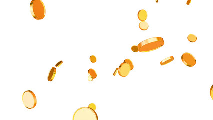PNG Gold coins exploding and scattering in all directions on a transparent background. Seamless loop animation with realistic gold coin particles. Falling and Exploding Gold Coins Motion Graphic Loop.