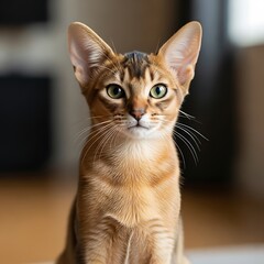 Abyssinian Cat Portrait - A Focused Gaze of a Beautiful Feline.