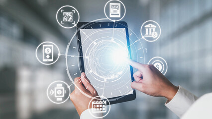 Online banking and digital banking innovation combining finance and technology, optimizing online banking systems, mobile banking services, and fintech for seamless experience. Spire